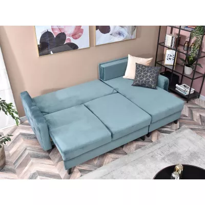 IRSA Ecksofa mit Stauraum – blau/schwarz