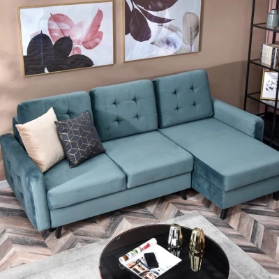 IRSA Ecksofa mit Stauraum – blau/schwarz