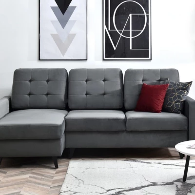IRSA Ecksofa mit Stauraum – grau/schwarz