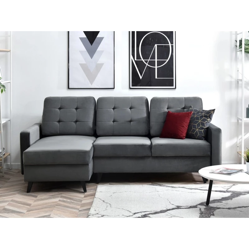 IRSA Ecksofa mit Stauraum – grau/schwarz
