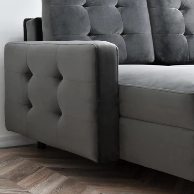 IRSA Ecksofa mit Stauraum – grau/schwarz
