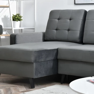 IRSA Ecksofa mit Stauraum – grau/schwarz