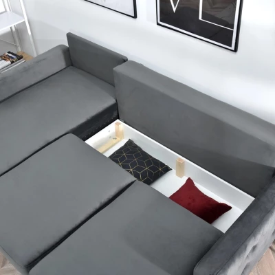 IRSA Ecksofa mit Stauraum – grau/schwarz