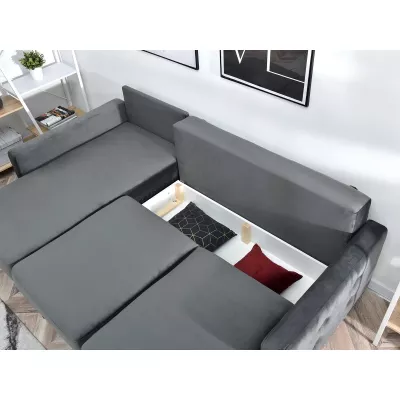 IRSA Ecksofa mit Stauraum – grau/schwarz