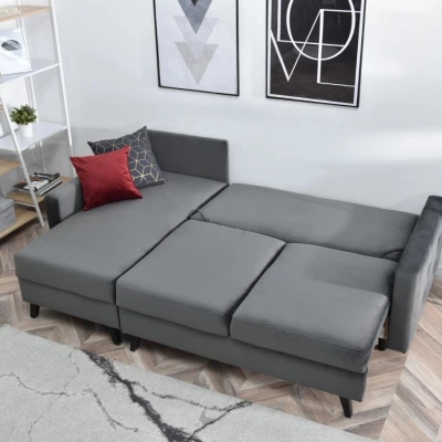 IRSA Ecksofa mit Stauraum – grau/schwarz