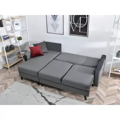 IRSA Ecksofa mit Stauraum – grau/schwarz