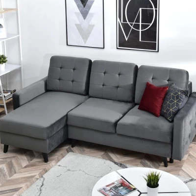 IRSA Ecksofa mit Stauraum – grau/schwarz