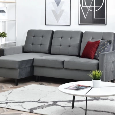 IRSA Ecksofa mit Stauraum – grau/schwarz