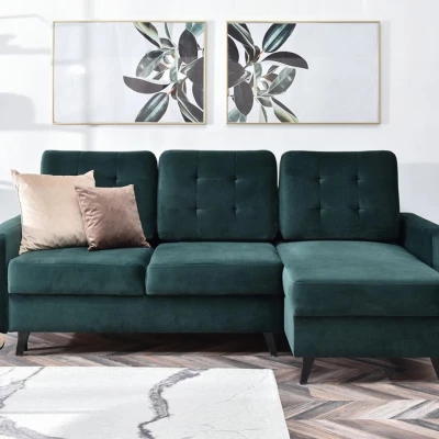 IRSA Ecksofa mit Stauraum - grün/schwarz