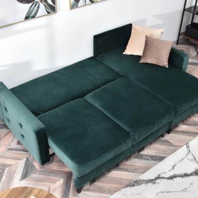 IRSA Ecksofa mit Stauraum - grün/schwarz