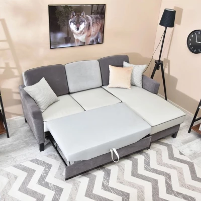 NOHEMA Schlafsofa – Graphit / Hellgrau / Schwarz