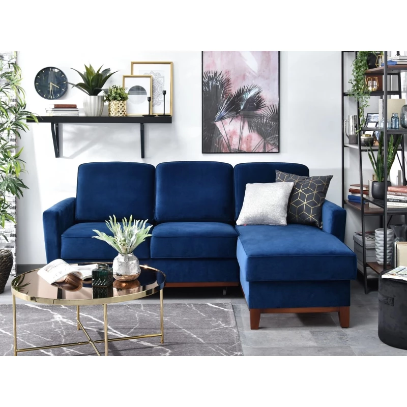 NOHEMA Schlafsofa – Dunkelblau/Walnuss