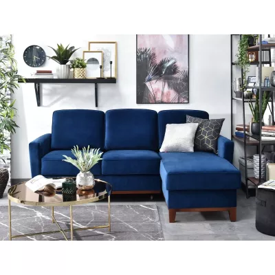 NOHEMA Schlafsofa – Dunkelblau/Walnuss