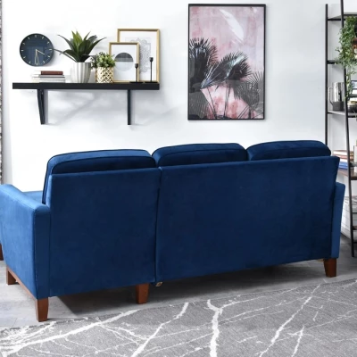 NOHEMA Schlafsofa – Dunkelblau/Walnuss