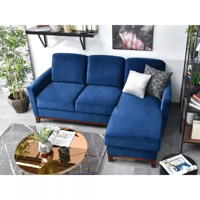 NOHEMA Schlafsofa – Dunkelblau/Walnuss
