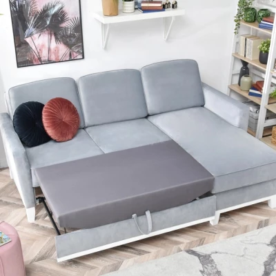 NOHEMA Schlafsofa - Hellgrau / Weiß