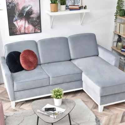 NOHEMA Schlafsofa - Hellgrau / Weiß