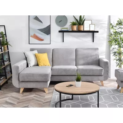 HOLMARA Ecksofa - grau/buche
