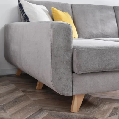 HOLMARA Ecksofa - grau/buche