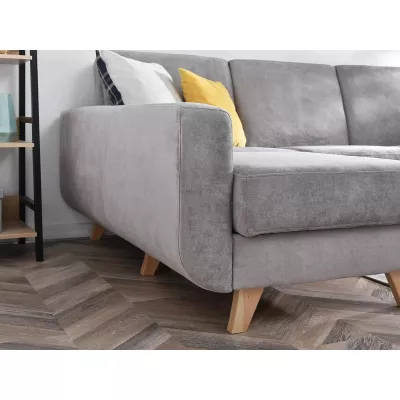 HOLMARA Ecksofa - grau/buche