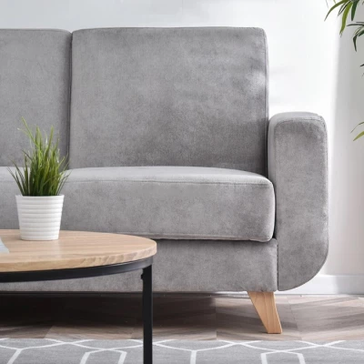 HOLMARA Ecksofa - grau/buche