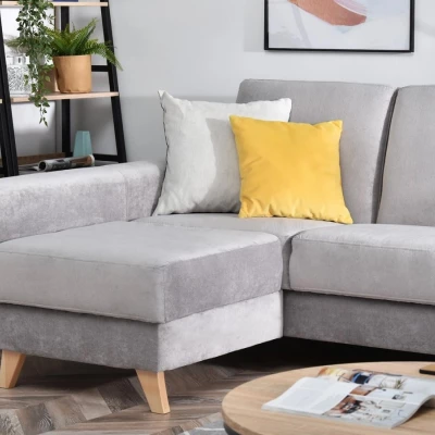HOLMARA Ecksofa - grau/buche