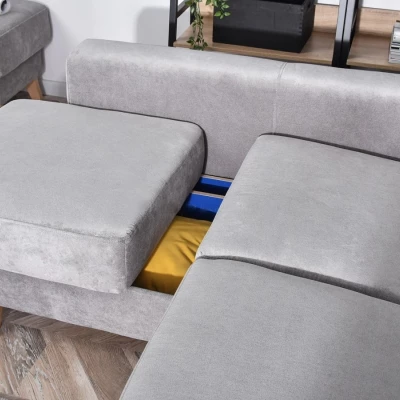 HOLMARA Ecksofa - grau/buche