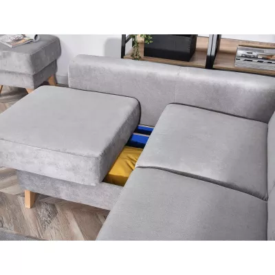 HOLMARA Ecksofa - grau/buche