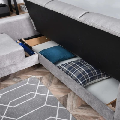 HOLMARA Ecksofa - grau/buche