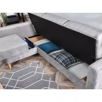 HOLMARA Ecksofa - grau/buche