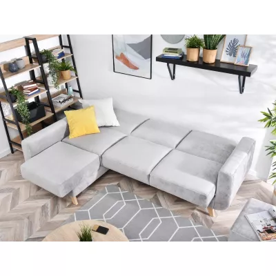 HOLMARA Ecksofa - grau/buche