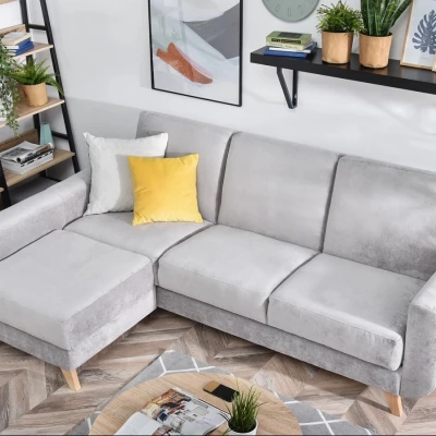 HOLMARA Ecksofa - grau/buche