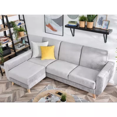 HOLMARA Ecksofa - grau/buche