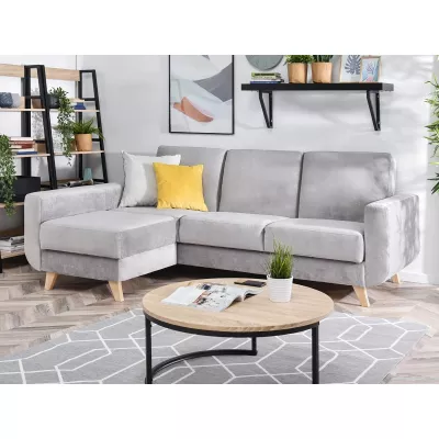 HOLMARA Ecksofa - grau/buche
