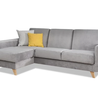 HOLMARA Ecksofa - grau/buche