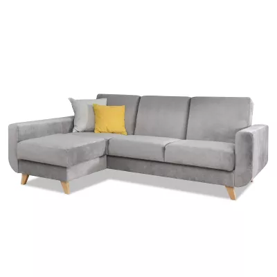 HOLMARA Ecksofa - grau/buche
