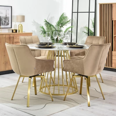 LOVISA Esszimmerstuhl - beige 2 / gold
