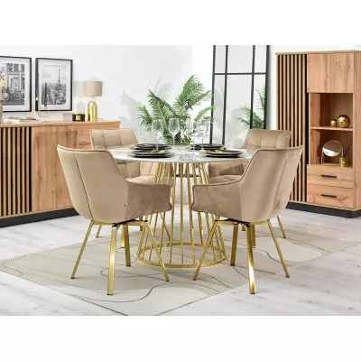 LOVISA Esszimmerstuhl - beige 2 / gold