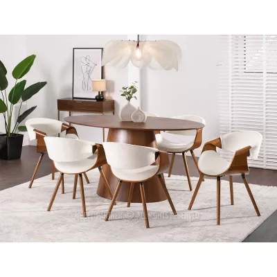 Designer Esszimmerstuhl SAROLTA - Walnuss / Creme