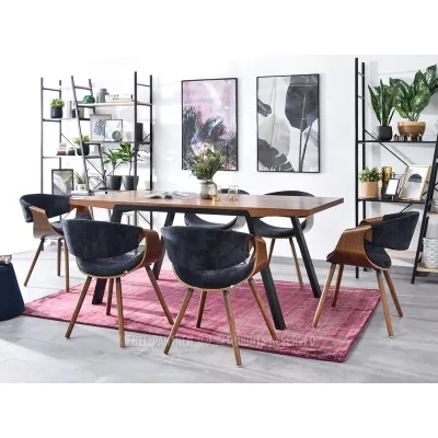 Designer Esszimmerstuhl SAROLTA - Walnuss / Schwarz 2