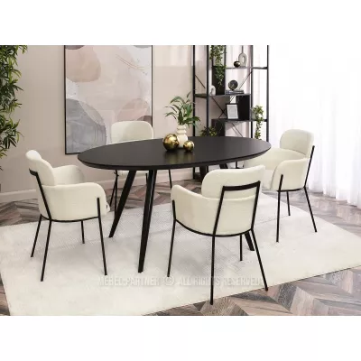 ELIZARA Polsterstuhl für Esszimmer - creme 1 / schwarz