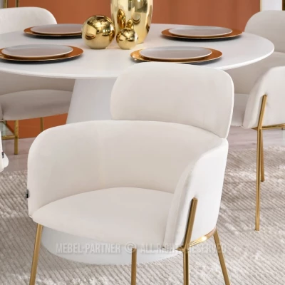ELIZARA Polsterstuhl für Esszimmer - Creme 2 / Gold