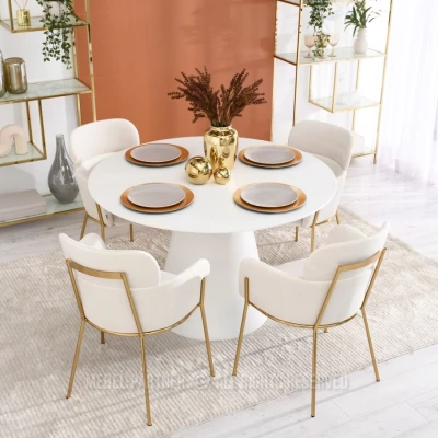 ELIZARA Polsterstuhl für Esszimmer - Creme 2 / Gold