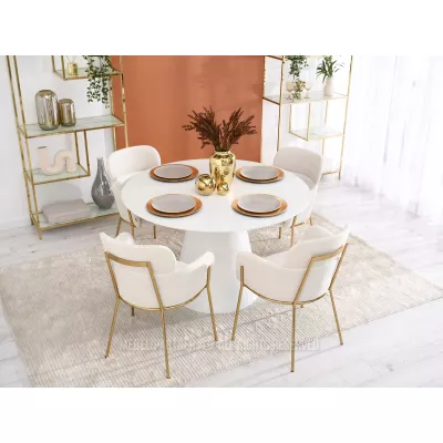 ELIZARA Polsterstuhl für Esszimmer - Creme 2 / Gold