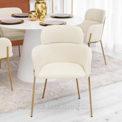 ELIZARA Polsterstuhl für Esszimmer - Creme 1 / Gold