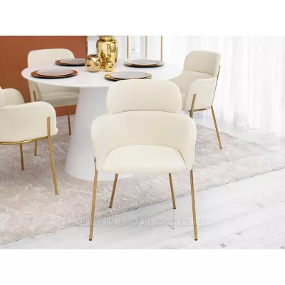 ELIZARA Polsterstuhl für Esszimmer - Creme 1 / Gold