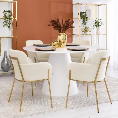 ELIZARA Polsterstuhl für Esszimmer - Creme 1 / Gold