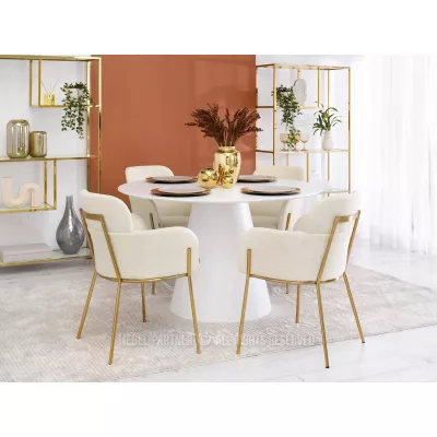 ELIZARA Polsterstuhl für Esszimmer - Creme 1 / Gold