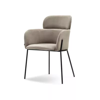 ELIZARA Polsteres Esszimmerstuhl - beige/schwarz