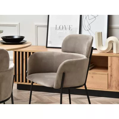 ELIZARA Polsteres Esszimmerstuhl - beige/schwarz